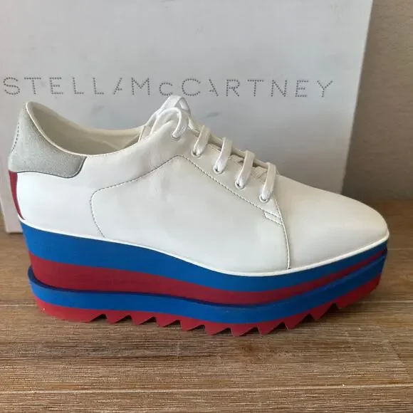 Stella McCartney Sneak Elyse Platforms, Red White and Blue, size 40.5 US10.5 NIB - Picture 3 of 15